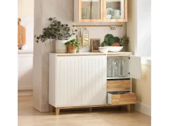 Aparador de Cocina Recibidor Buffet para Entrada Salón Comedor con 3 Puertas y 2 Cajones 120 x 40 x 90 cm Blanco FSB75-WN SoBuy ES