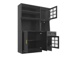 Aparador de cocina 130x45x180 cm con puertas, cajón e iluminación LED, blanco