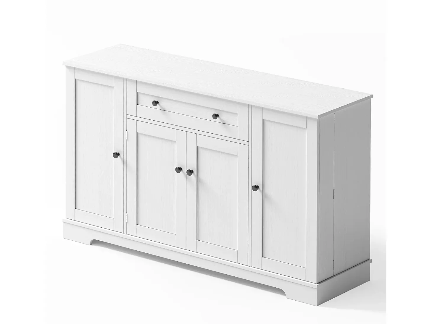 Aparador de cocina 138x40x85cm con 4 puertas y 1 cajón, cuerpo de MDF blanco