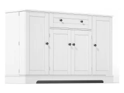 Aparador de cocina 138x40x85cm con 4 puertas y 1 cajón, cuerpo de MDF blanco