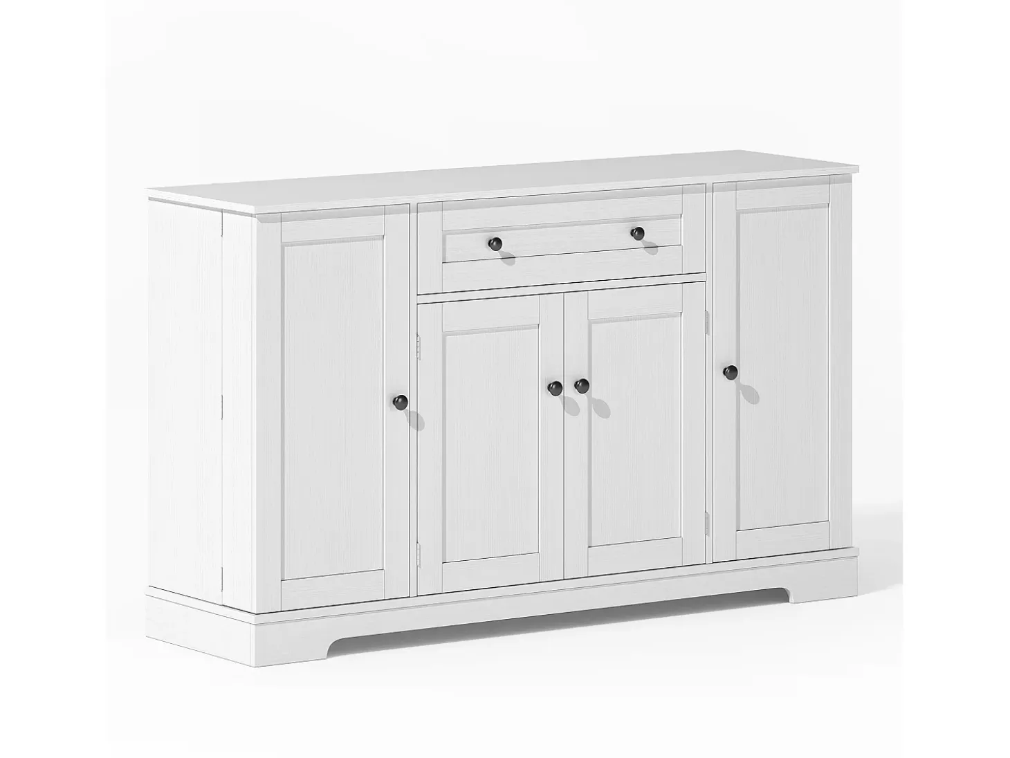 Aparador de cocina 138x40x85cm con 4 puertas y 1 cajón, cuerpo de MDF blanco