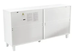 Aparador de comedor con 4 puertas de espejo - tiradores de cristal y estantes regulables - madera - blanco (160x40x84cm)