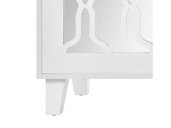 Aparador de comedor con 4 puertas de espejo - tiradores de cristal y estantes regulables - madera - blanco (160x40x84cm)