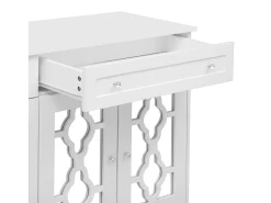 Aparador de comedor con puertas de espejo, aparador de sala de estar con 4 puertas y 2 cajones, blanco