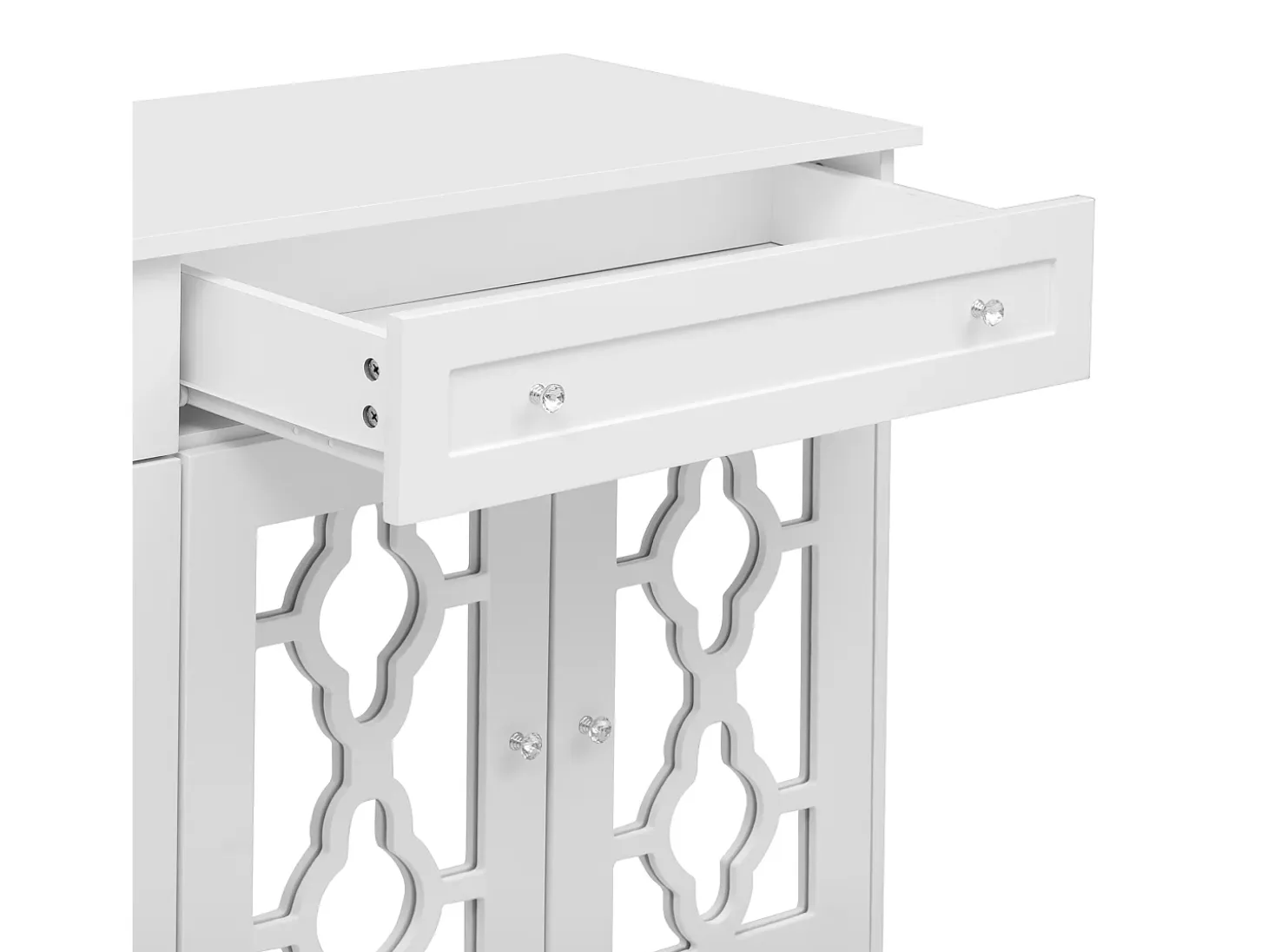 Aparador de comedor con puertas de espejo, aparador de sala de estar con 4 puertas y 2 cajones, blanco