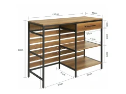 Aparador de Comedor Mesa de Cocina con Cajón y 2 Estantes, Estructura de Acero Estable 120 x 45 x 90 cm FSB71-PF SoBuy ES