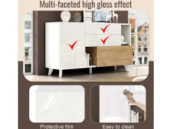 Aparador de comedor moderno con puertas sin tiradores - Blanco - Almacenamiento multifuncional