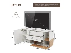 Aparador de comedor moderno con puertas sin tiradores - Blanco - Almacenamiento multifuncional