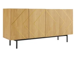 Aparador de cuatro puertas con patas metálicas, armario de almacenaje, decoración para salón, 160 x 40 x 78 cm