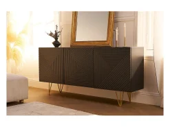 Aparador de diseño blanco y dorado 160 cm anchura OZEN