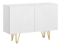 Aparador de diseño blanco y dorado con 2 puertas 107 cm OZEN