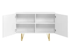 Aparador de diseño blanco y dorado con 2 puertas 107 cm OZEN