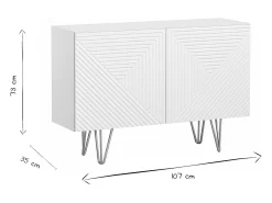 Aparador de diseño blanco y dorado con 2 puertas 107 cm OZEN