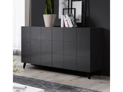 Aparador de diseño 138cm gris brillante + Flow LED - azul