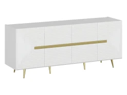 Aparador de diseño con 4 puertas de MDF - Blanco y Dorado - MOLYA