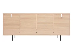 Aparador de diseño con acabado roble claro y metal negro con 2 puertas y 4 cajones 180 cm ALASKA