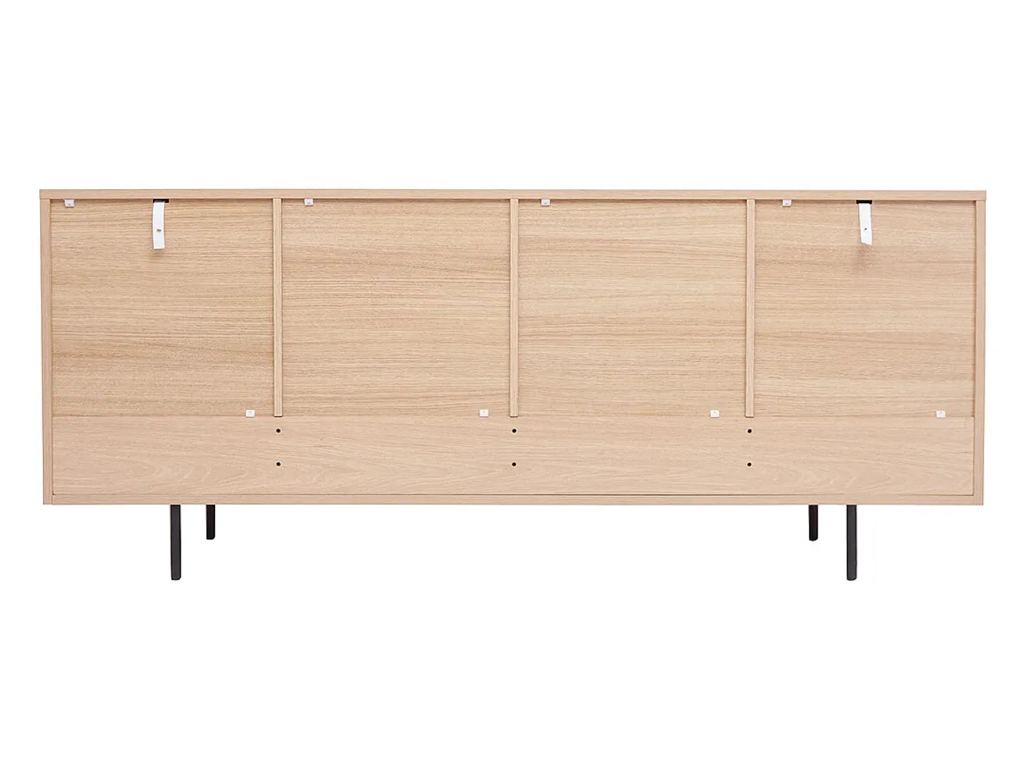 Aparador de diseño con acabado roble claro y metal negro con 2 puertas y 4 cajones 180 cm ALASKA