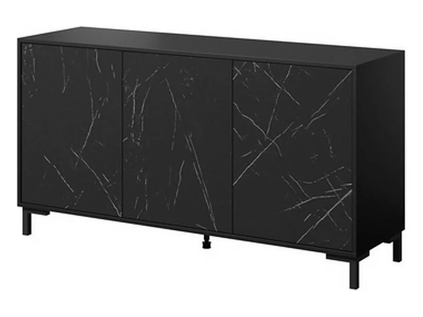 Aparador de diseño efecto mármol negro 150cm Ketla
