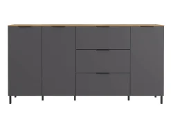 Aparador de diseño gris y madera 3 puertas 3 cajones 192cm Costal