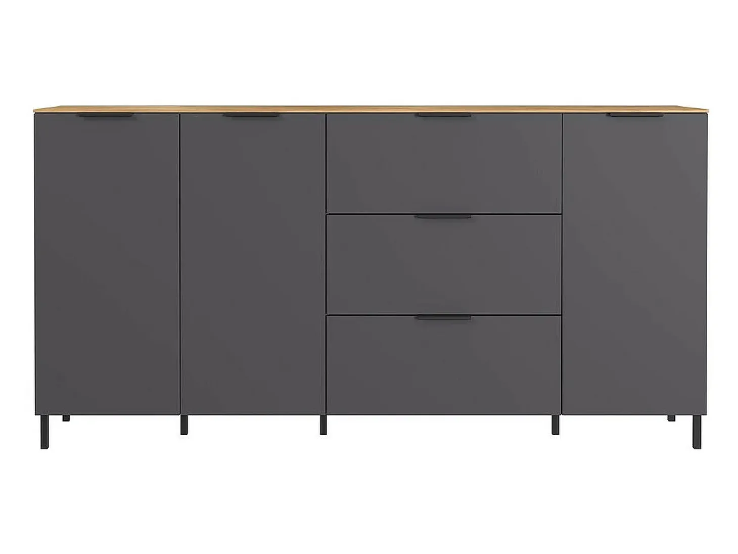 Aparador de diseño gris y madera 3 puertas 3 cajones 192cm Costal