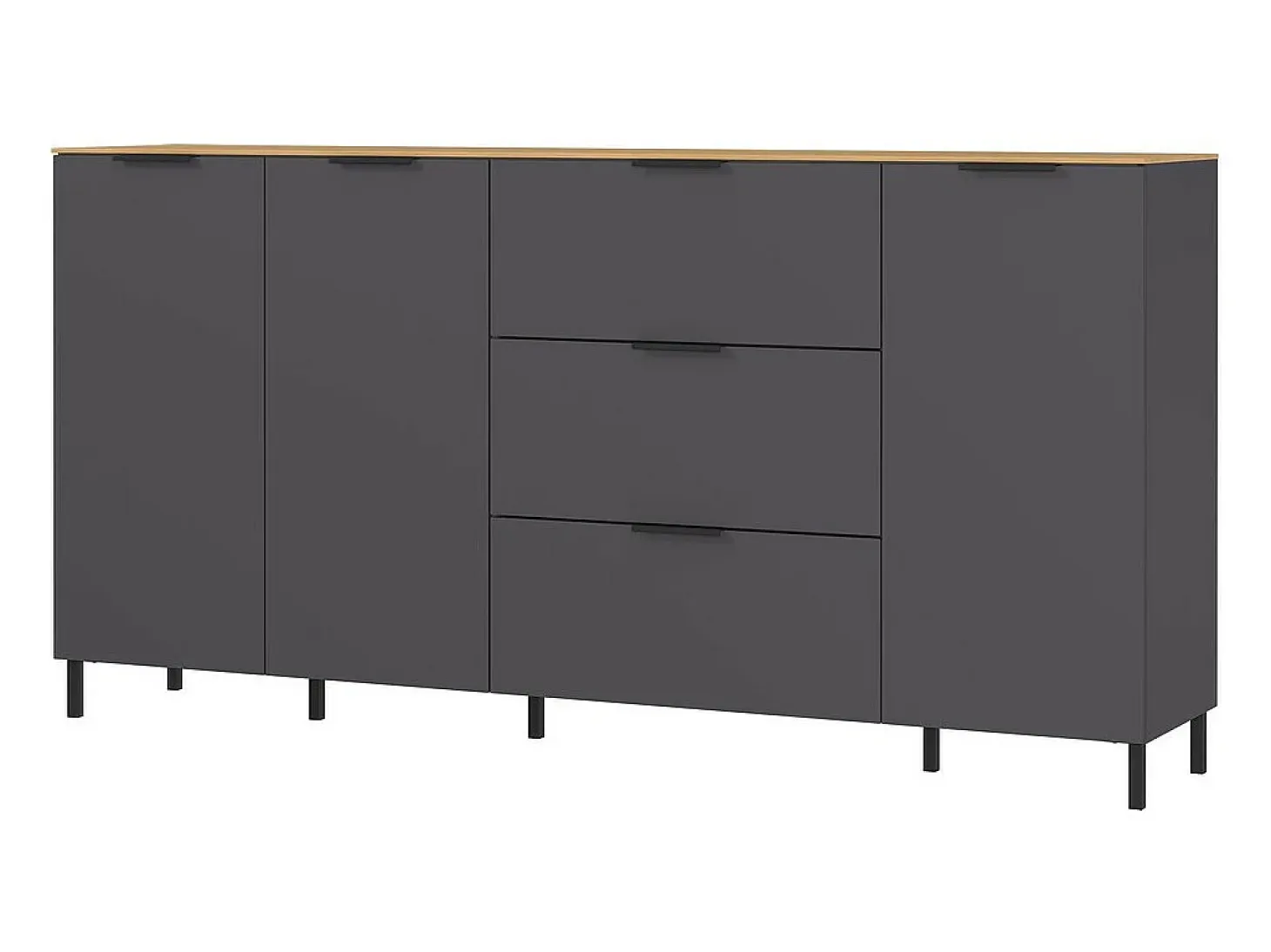 Aparador de diseño gris y madera 3 puertas 3 cajones 192cm Costal