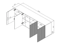 Aparador de diseño Gustave 200cm 4 puertas blanco