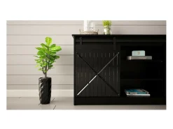 Aparador de diseño negro de 160 cm con puertas correderas Hexa