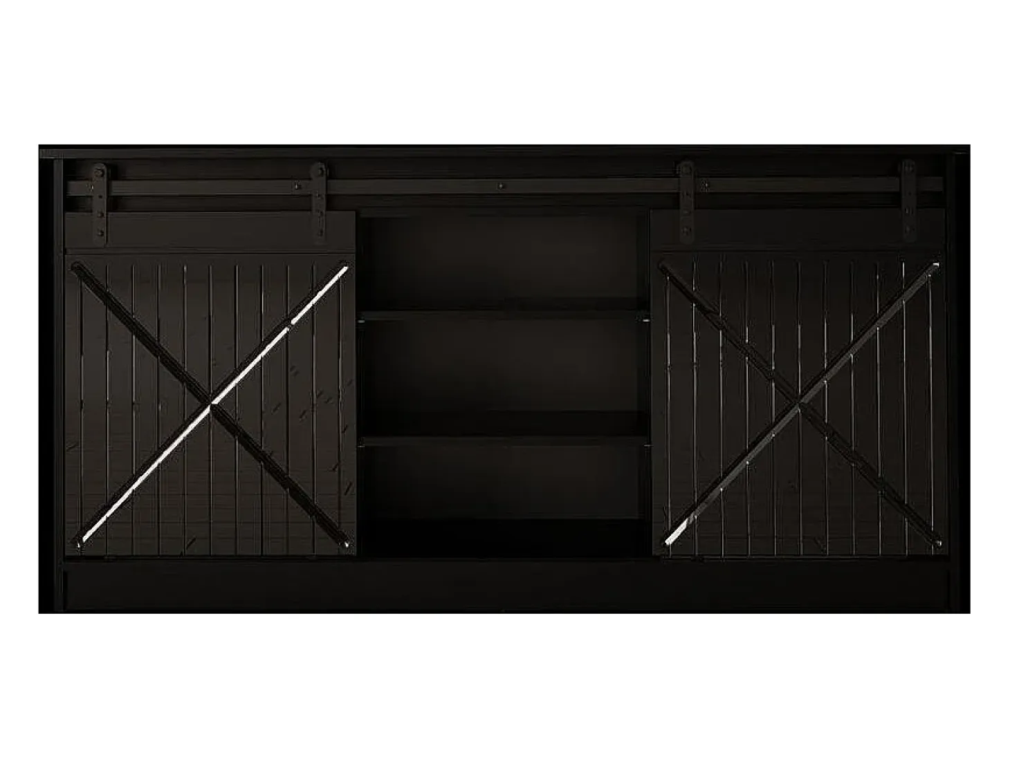 Aparador de diseño negro de 160 cm con puertas correderas Hexa