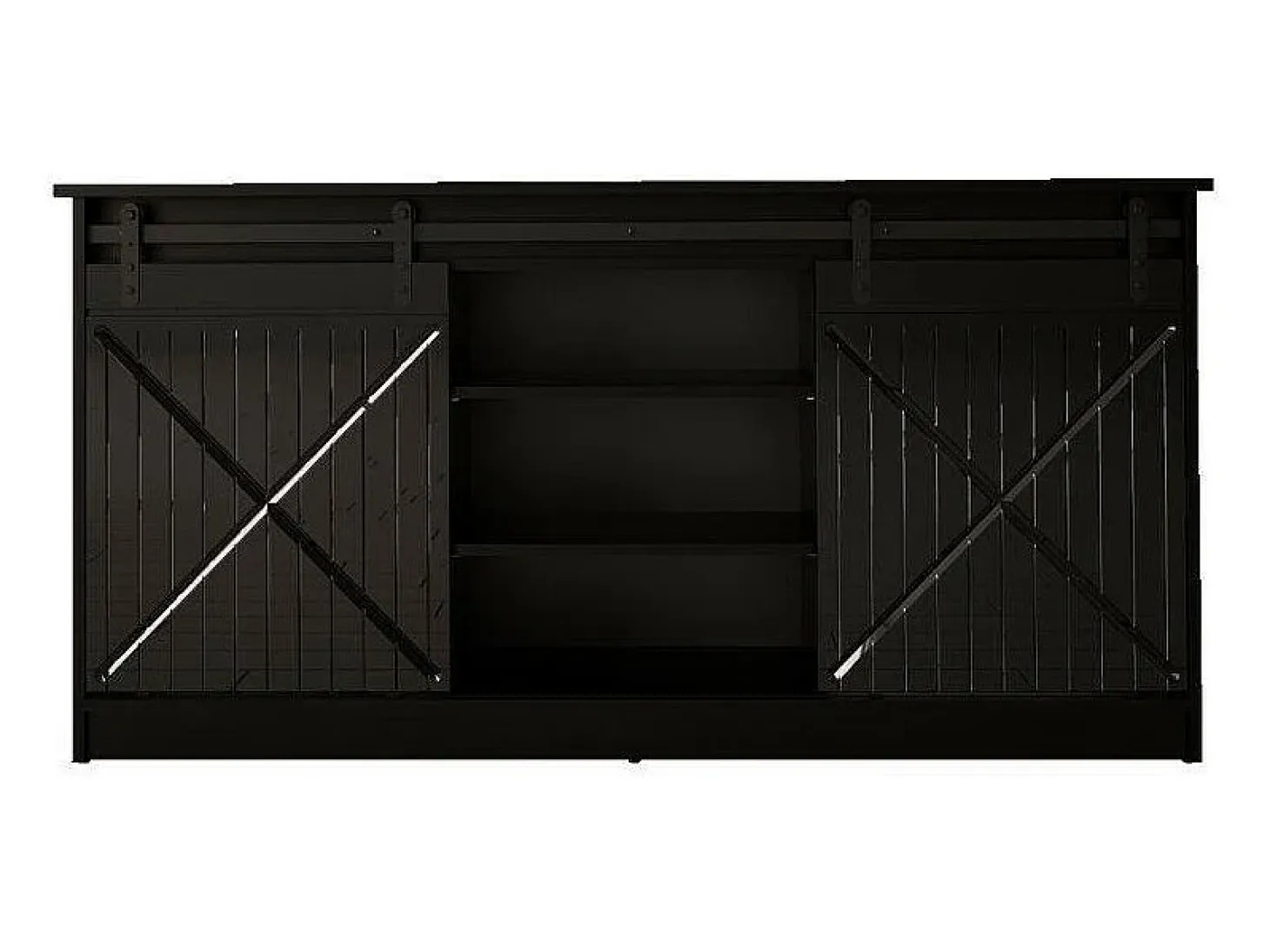 Aparador de diseño negro de 160 cm con puertas correderas Hexa