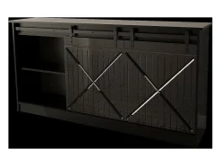 Aparador de diseño negro de 160 cm con puertas correderas Hexa