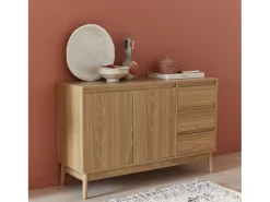 Aparador de efecto madera con 2 puertas, 120cm natural