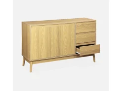 Aparador de efecto madera con 2 puertas, 120cm natural