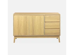Aparador de efecto madera con 2 puertas, 120cm natural