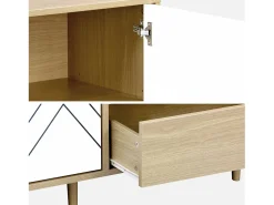 Aparador de efecto madera con 2 puertas, 160cm blanco