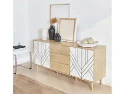 Aparador de efecto madera con 2 puertas, 160cm blanco