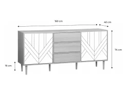 Aparador de efecto madera con 2 puertas, 160cm blanco