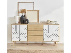 Aparador de efecto madera con 2 puertas, 160cm blanco