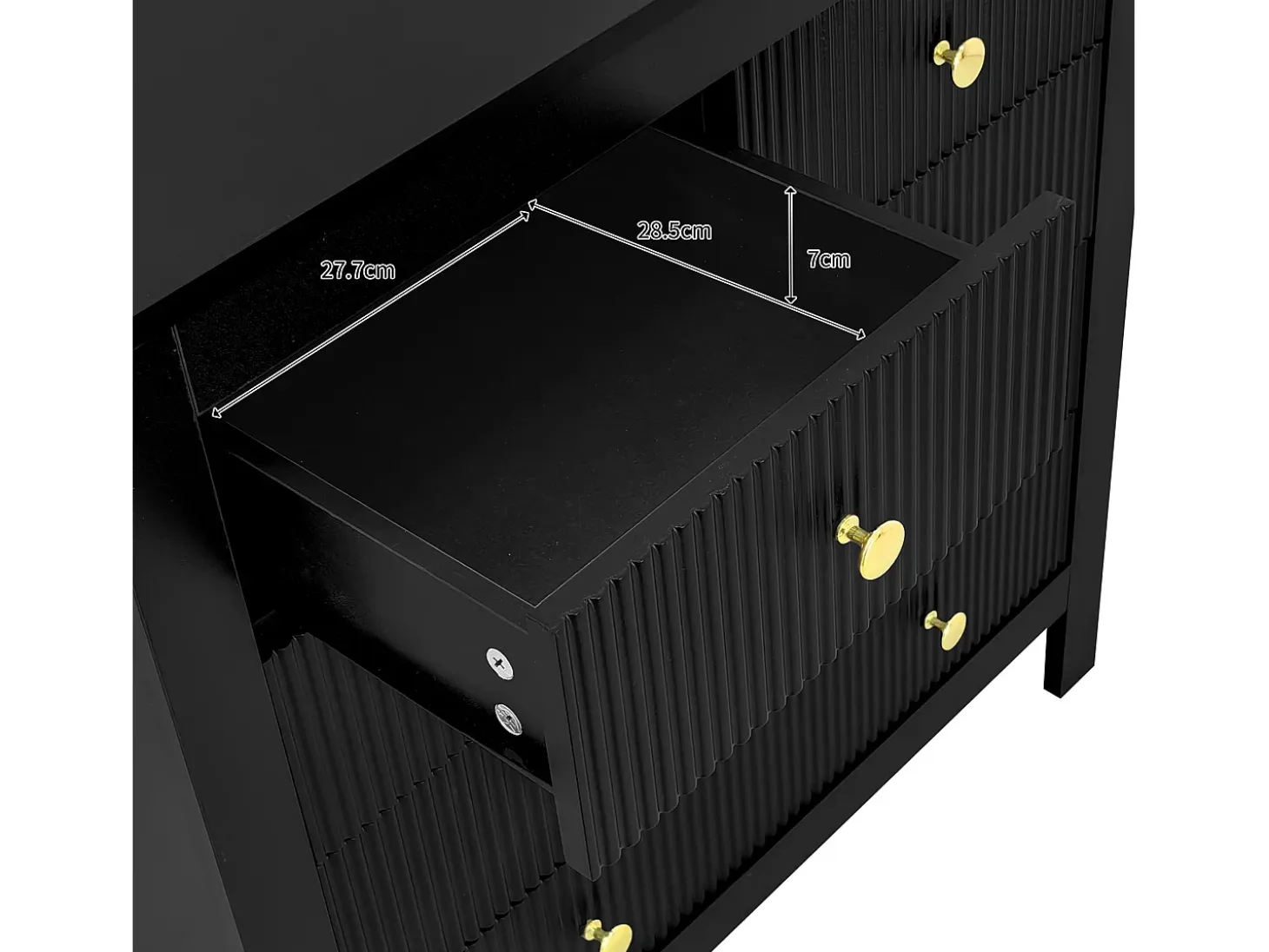Aparador de estilo contemporáneo, cómoda con espacio de almacenamiento, tiradores dorados, negro