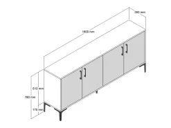 Aparador de estilo industrial de 180 cm ARKEL