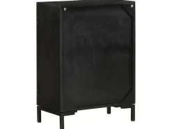 Aparador de hierro y madera maciza de mango negro 55x30x77 cm ES95445