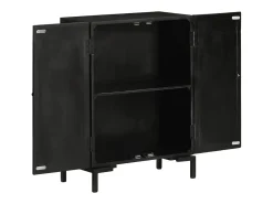Aparador de hierro y madera maciza de mango negro 55x30x77 cm ES95445