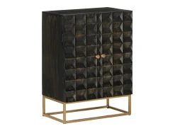 Aparador de hierro y madera maciza de mango negro 55x34x75 cm