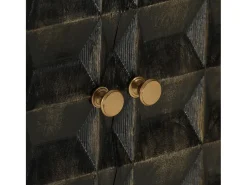 Aparador de hierro y madera maciza de mango negro 55x34x75 cm