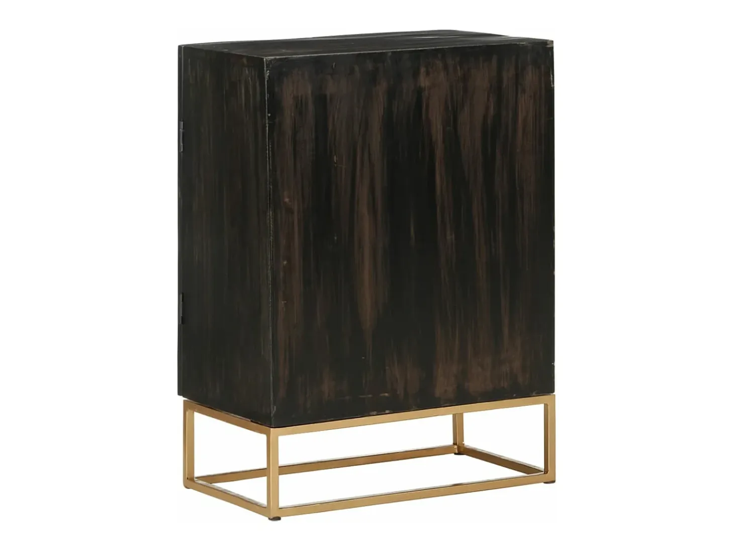 Aparador de hierro y madera maciza de mango negro 55x34x75 cm