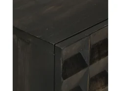 Aparador de hierro y madera maciza de mango negro 55x34x75 cm