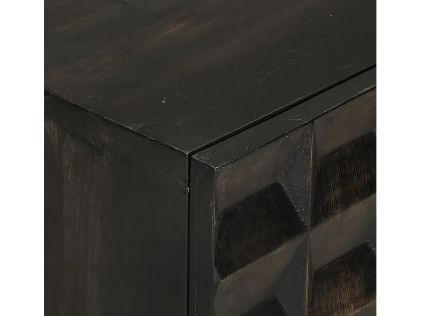 Aparador de hierro y madera maciza de mango negro 55x34x75 cm