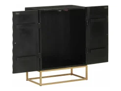 Aparador de hierro y madera maciza de mango negro 55x34x75 cm