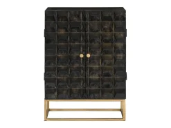 Aparador de hierro y madera maciza de mango negro 55x34x75 cm