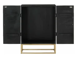 Aparador de hierro y madera maciza de mango negro 55x34x75 cm