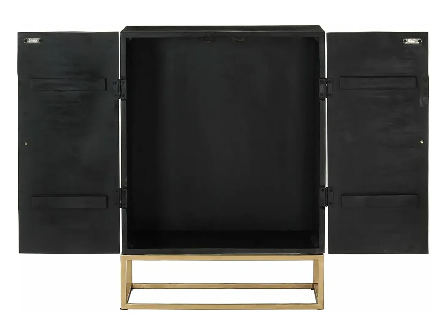 Aparador de hierro y madera maciza de mango negro 55x34x75 cm
